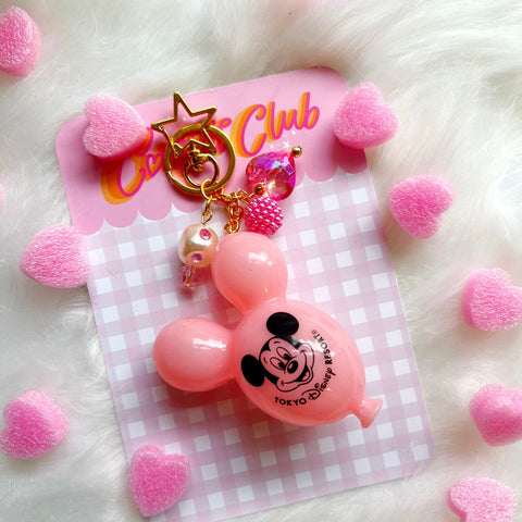 Mouse Balloon Bag Charm - Bright Pink
