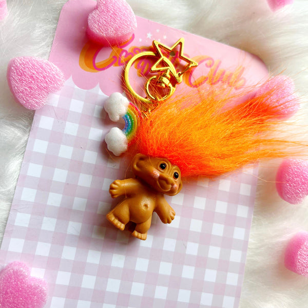 Vintage Orange Troll Bag Charm