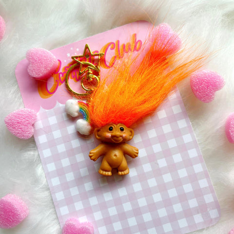 Vintage Orange Troll Bag Charm