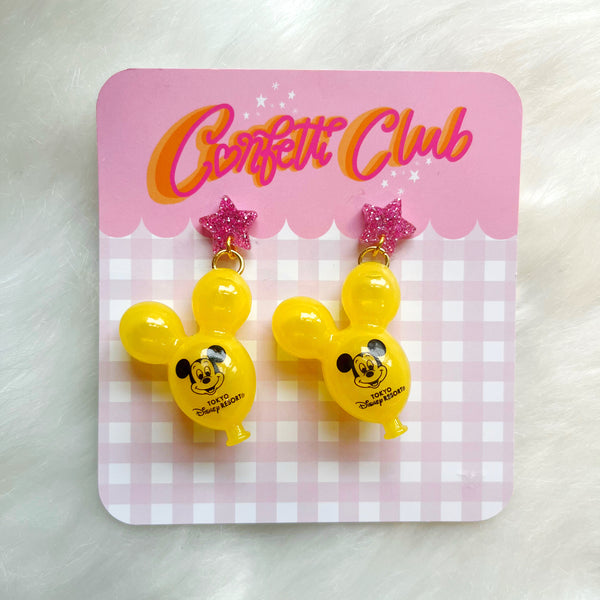 Yellow Mouse Balloon Star Earrings