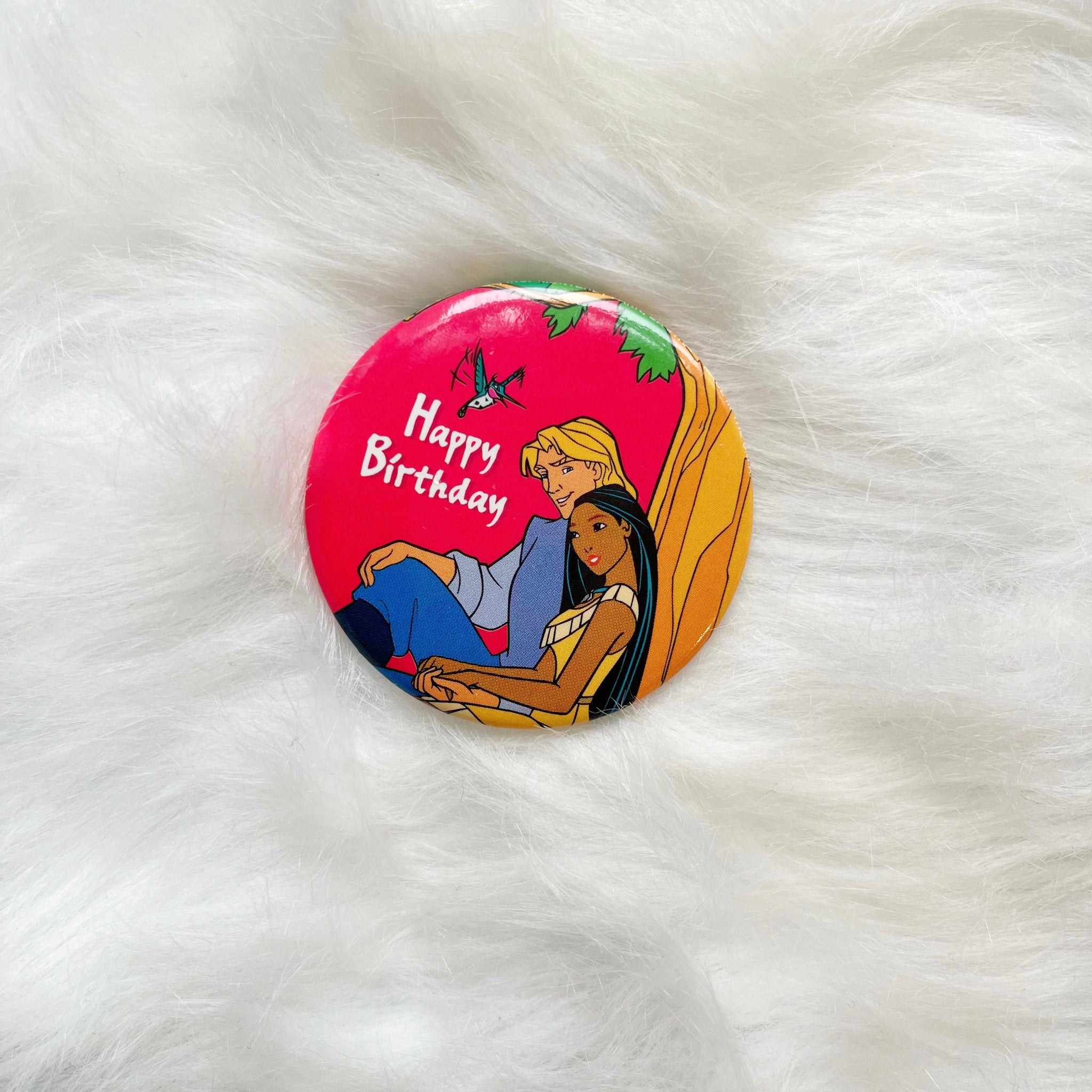 Pocahontas & John Smith Vintage Happy Birthday Badge