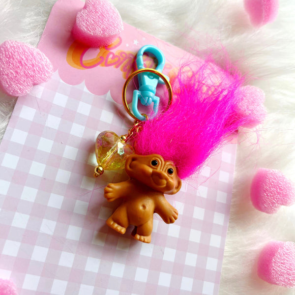 Vintage Pink Troll Bag Charm
