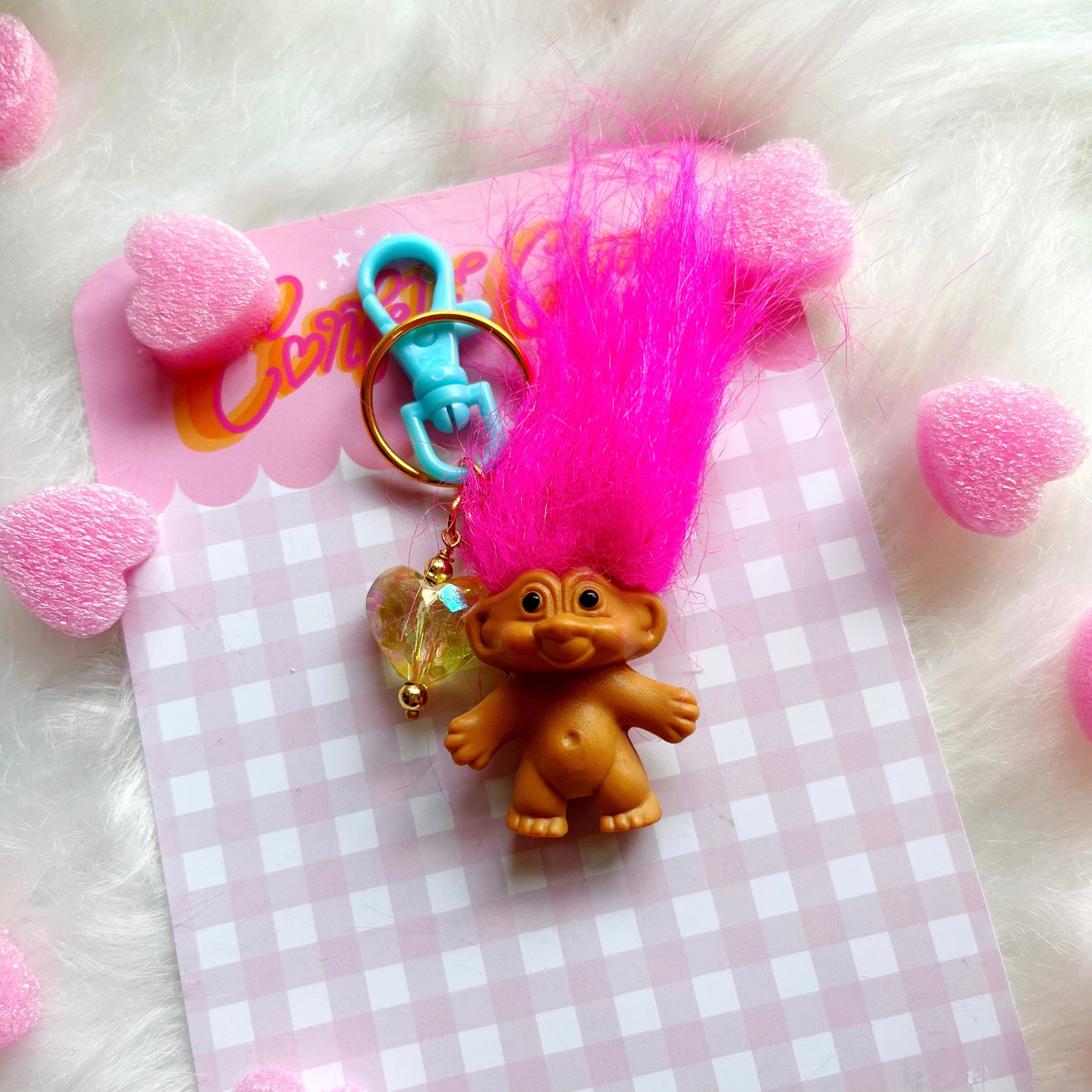 Vintage Pink Troll Bag Charm