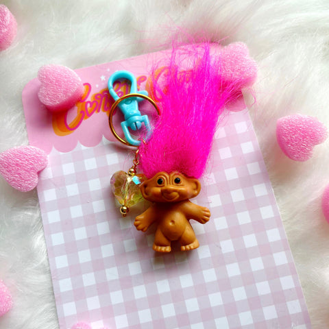 Vintage Pink Troll Bag Charm