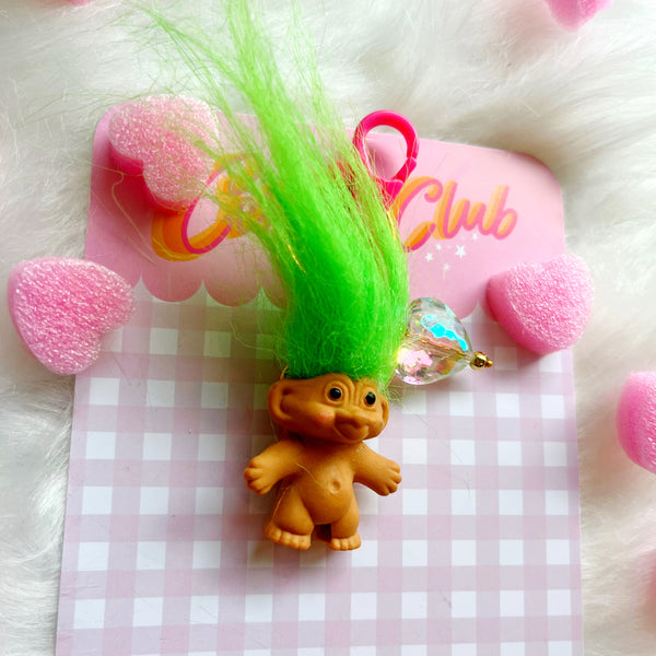 Vintage Green Troll Bag Charm